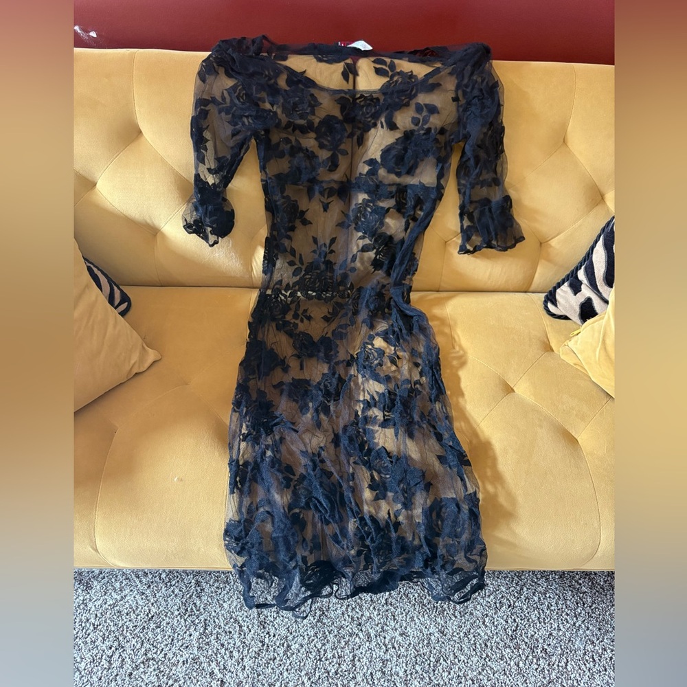 Tripp NYC Sheer black Floral Dress. Size s